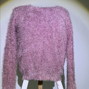 Mudd Fuzzy Crewneck Sweater - Dusty Rose